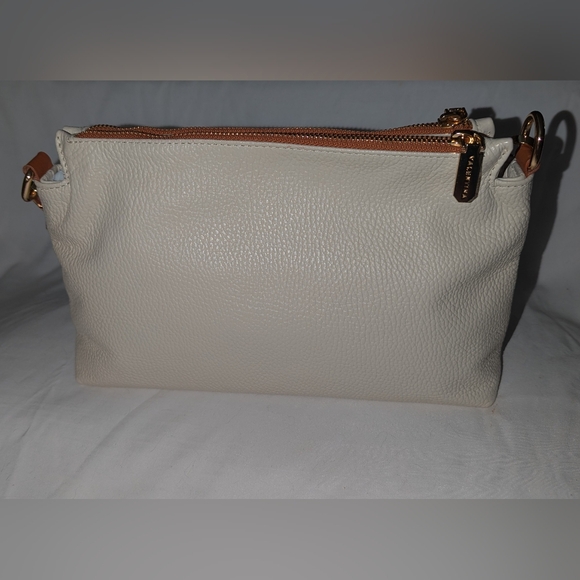 Valentina Cream Pebelled Leather Shoulder Bag with Tan Trim. - Picture 2 of 10